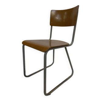 Vintage school chair 1960s minimalist design wood and metal