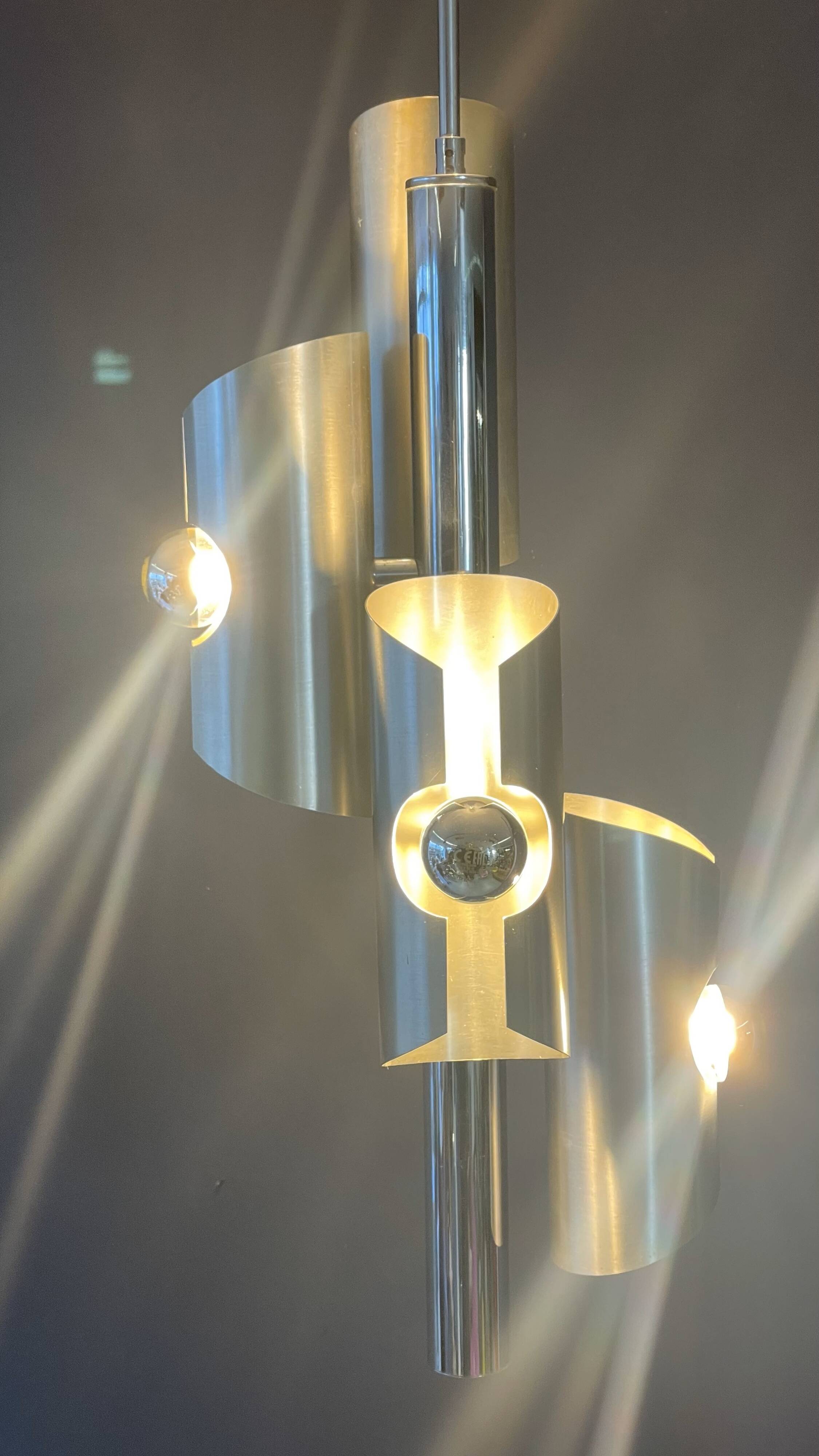 Designer Silver Lamp with Four Silver-Top Bulbs