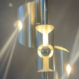 Designer Silver Lamp with Four Silver-Top Bulbs
