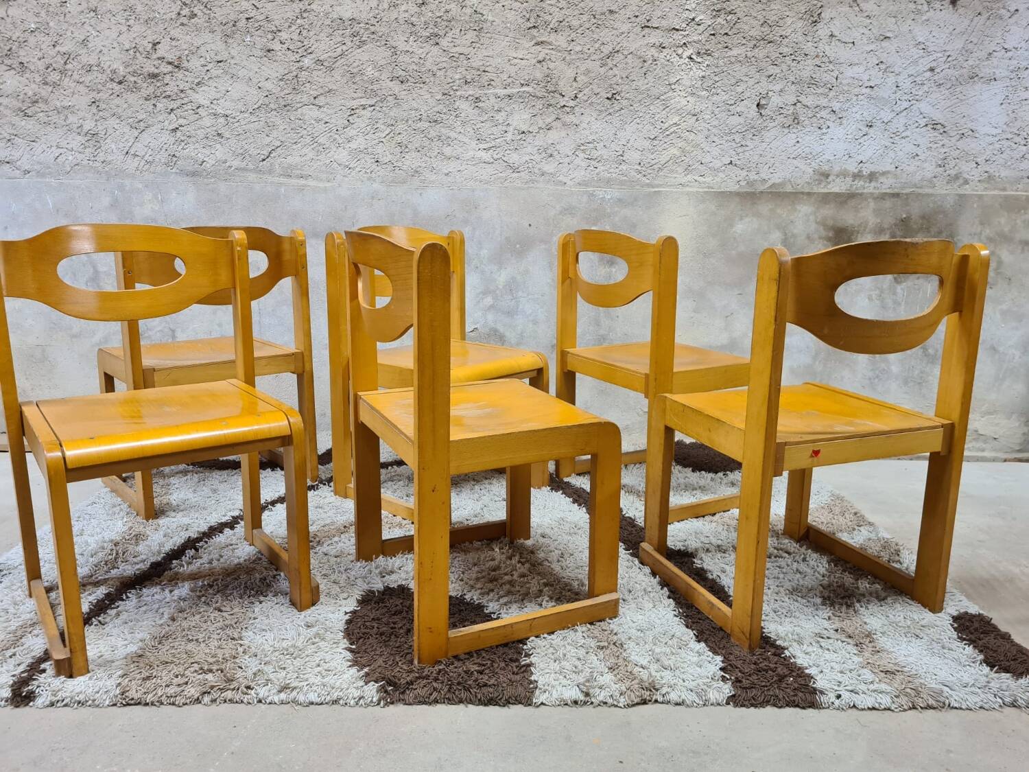 Set of 6 vintage sleigh chairs