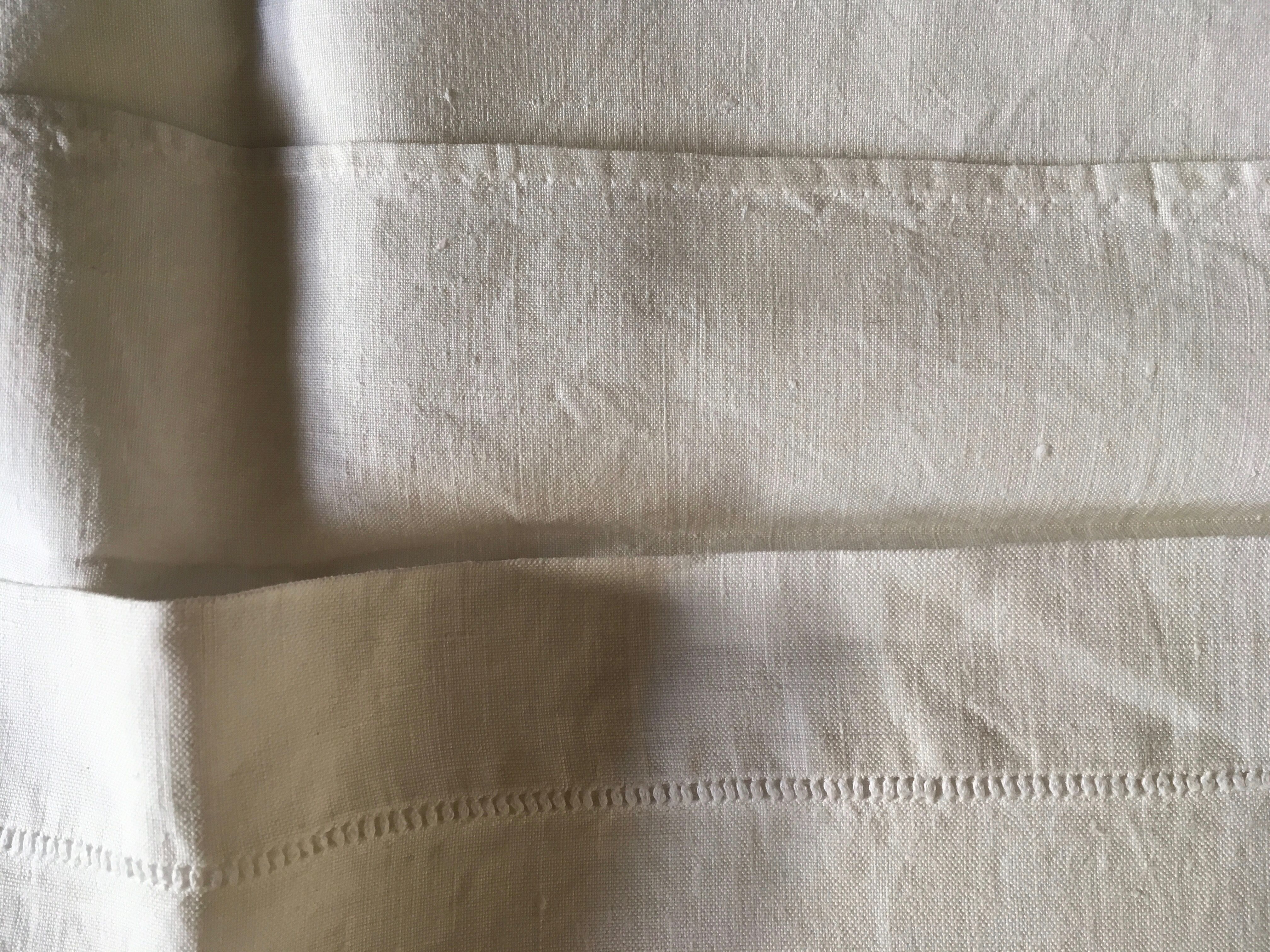 Pair of pillowcases embroidered linen old