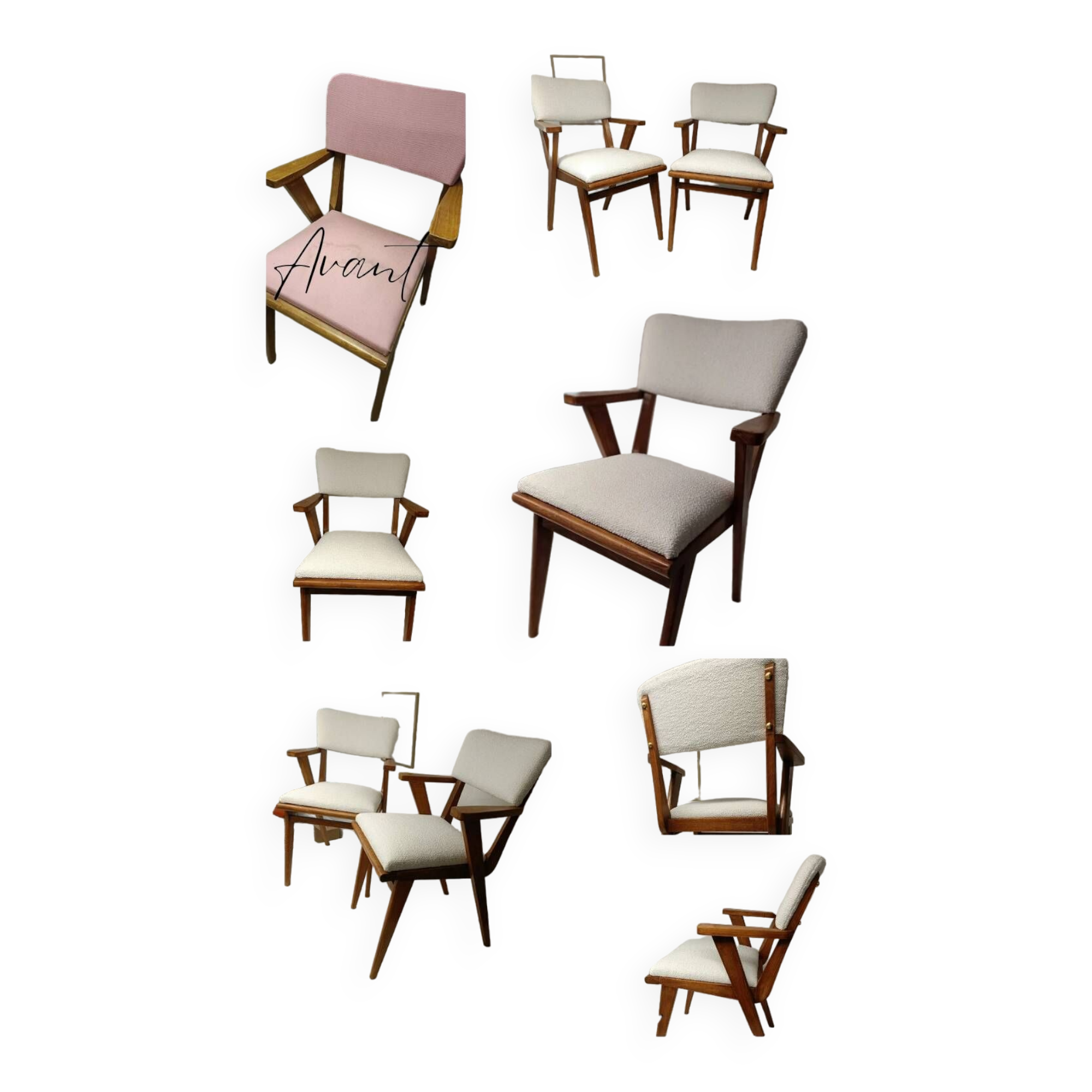 Set of 2 50s style chairs refurbished