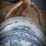 Quartet of mismatched blue plates