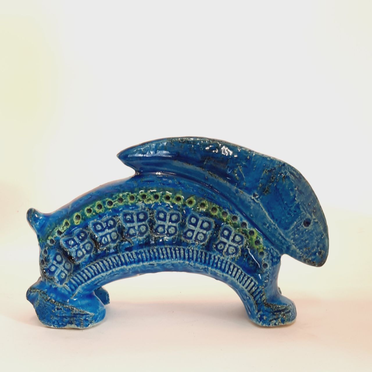 Rabbit statue, vintage, Aldo Londi for Bitossi, Rimini blue series