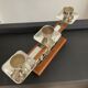 Scandinavian chandelier in teak and chrome metal 70s