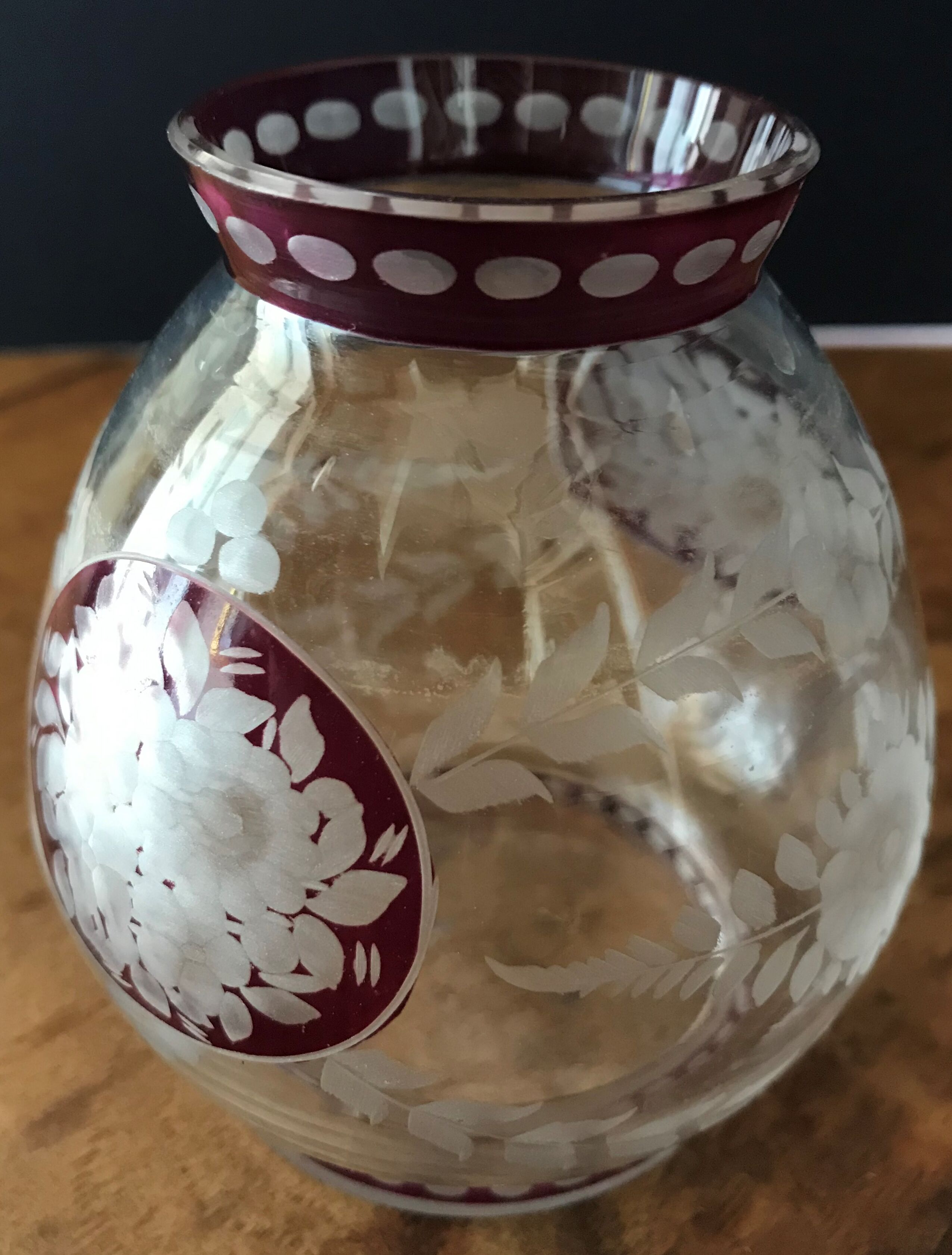 small carved crystal vase.