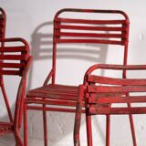 Anciennes chaises de jardin rouges (c.1920). Ensemble de 4 pièces #37