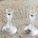 Pair of crystal candlesticks, darques crystal, diamond pattern, vintage Original label
