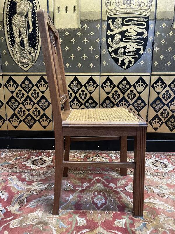 Set of 6 Art Deco chairs in oak and cane - caned