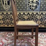 Set of 6 Art Deco chairs in oak and cane - caned