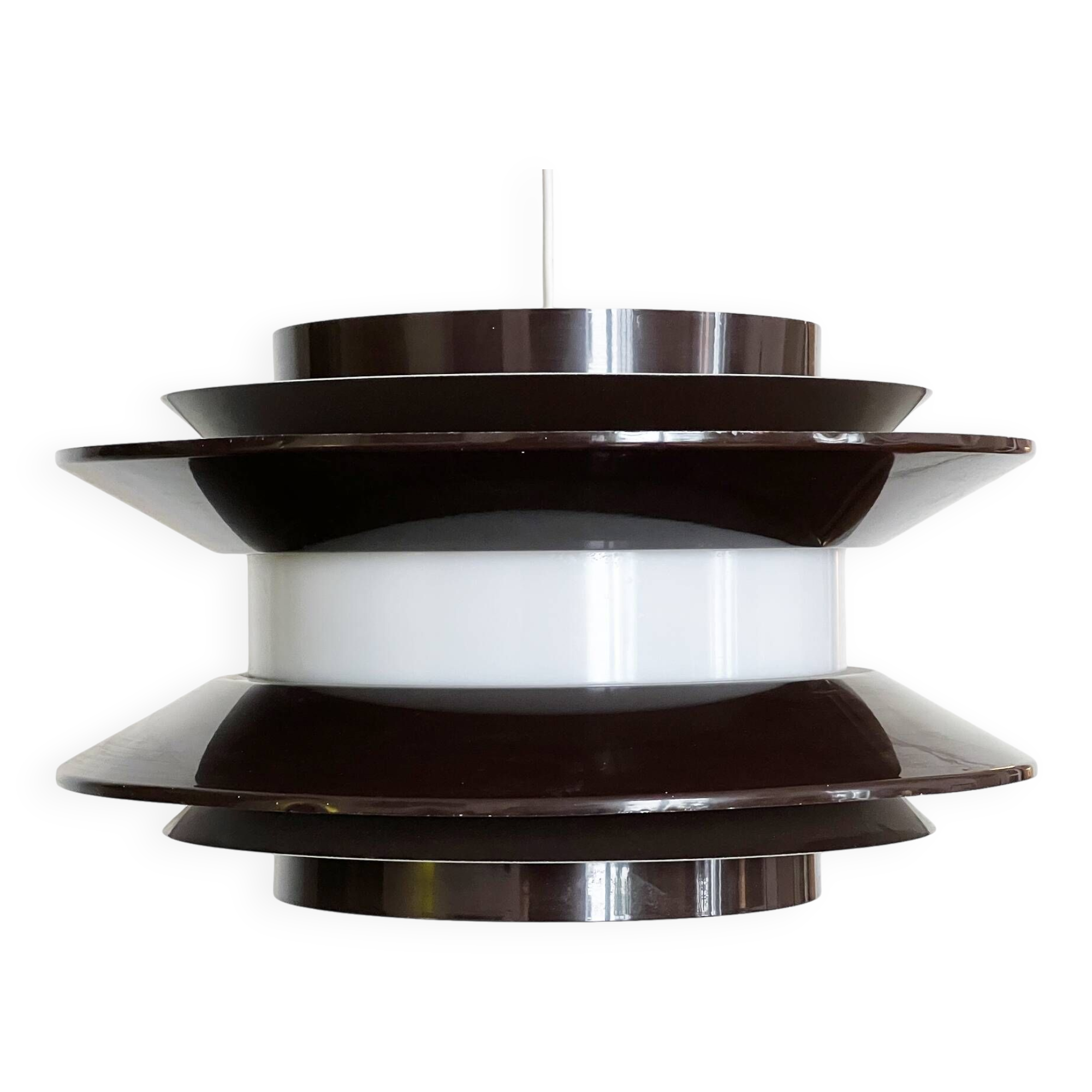 Pendant light "Trava" large brown version by Carl Thore for Granhaga Metallindustri. Sweden 1970s.