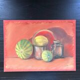 Still life pots and melons