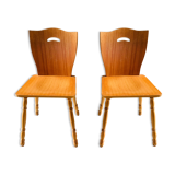 Pair of blond wooden chairs - 1960's