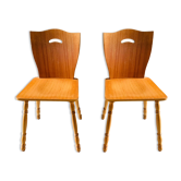 Pair of blond wooden chairs - 1960's