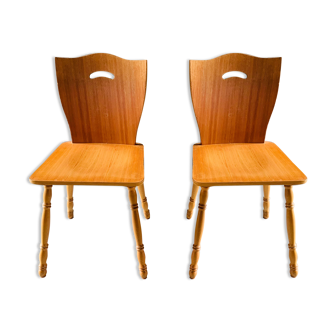 Pair of blond wooden chairs - 1960's