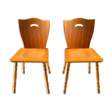 Paire de chaise bois blond  - 1960's