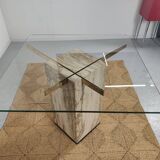 Marble and glass dining table, 80s