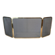 Three-Panel Folding Fire Screen in Polished Brass and Steel Mesh