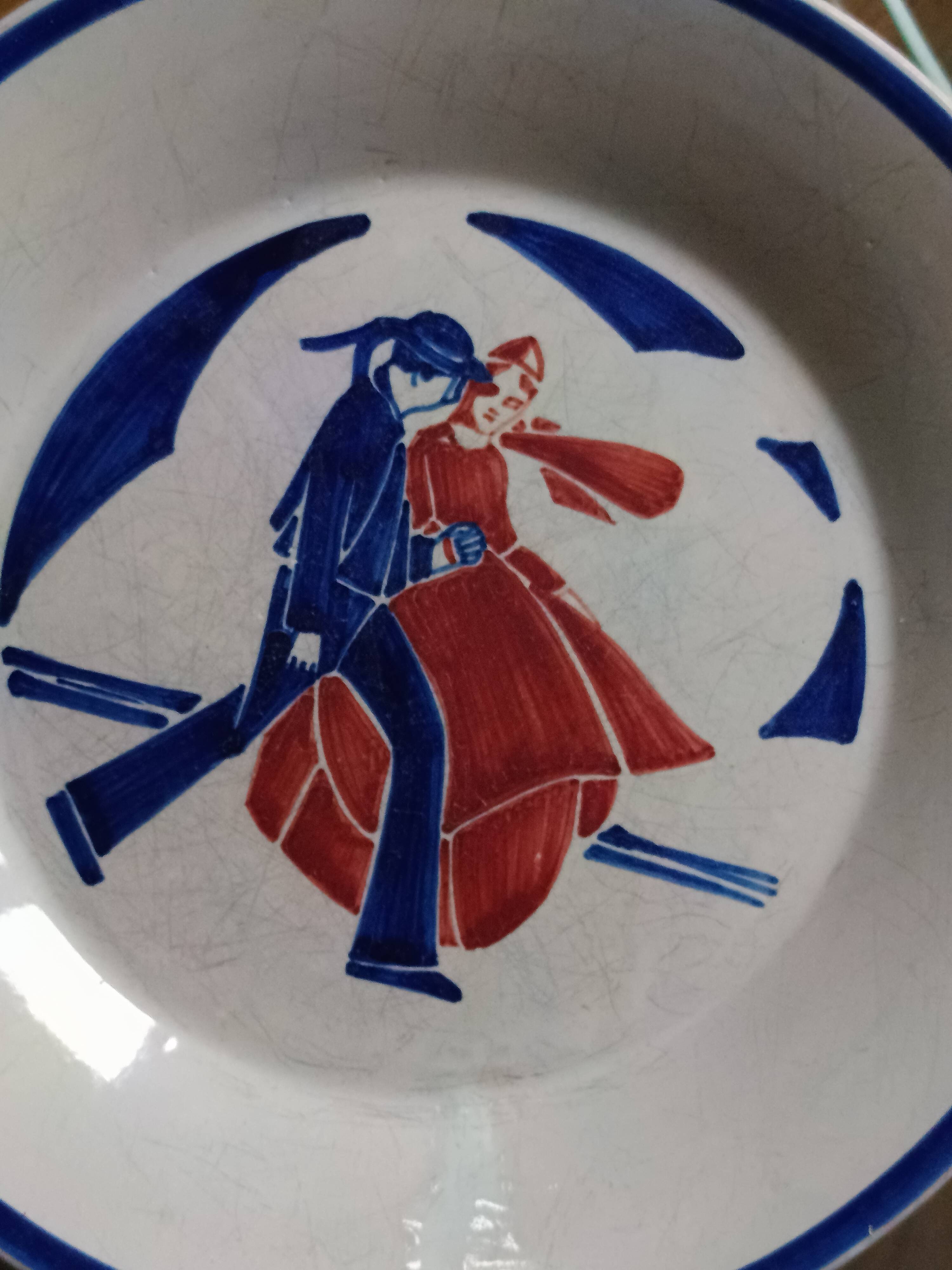 set of 4 Art Deco plates signed Louis Garin HB Quimper