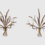 Pair of wall lamps sheaves of golden wheat