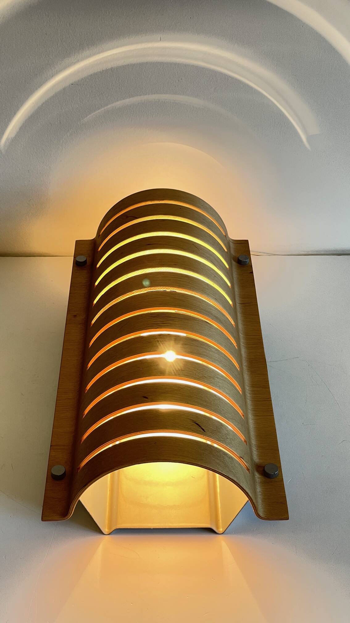 Vintage Ikea bent wood and steel wall light