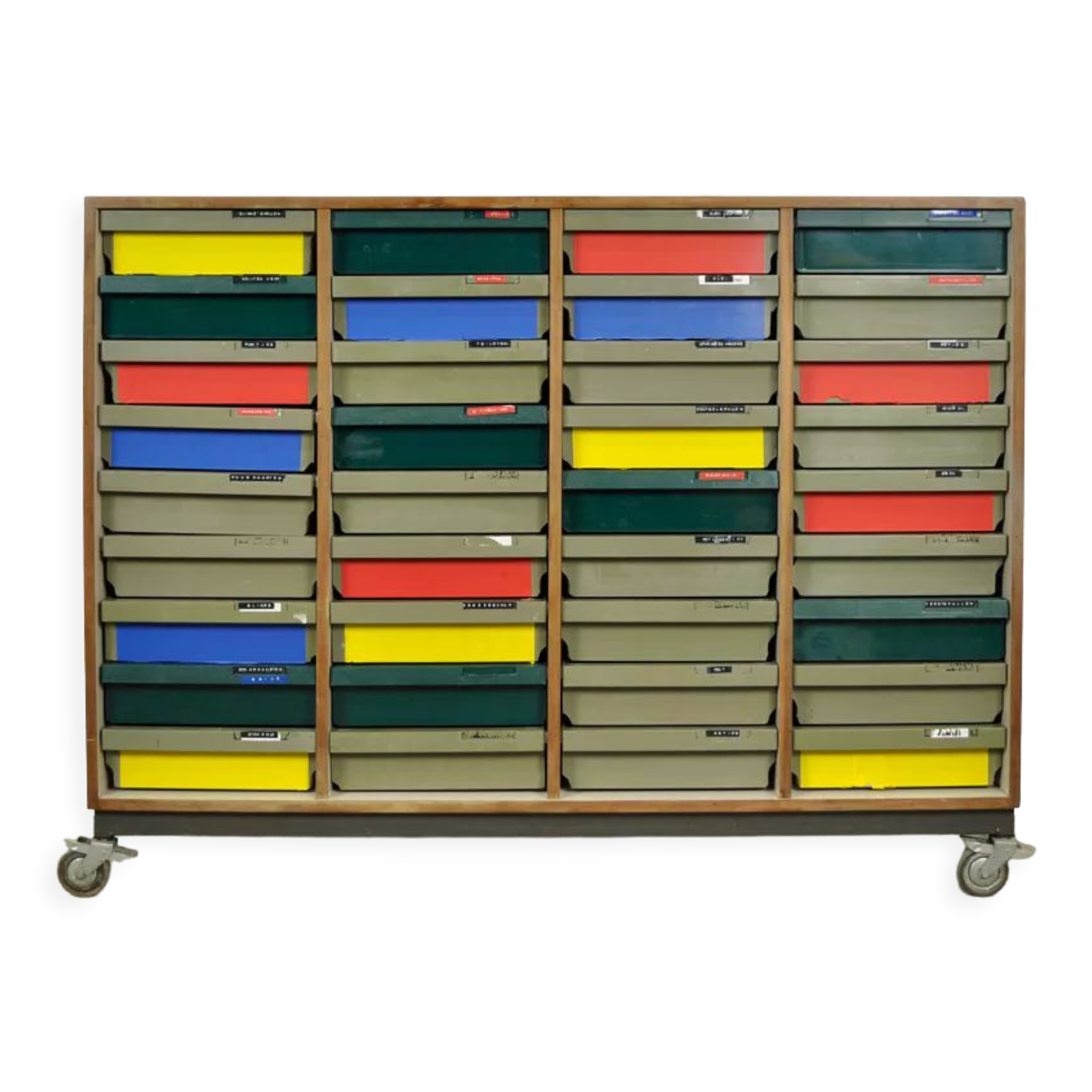 Dutch schoolcabinet with coloured drawers, 1970s