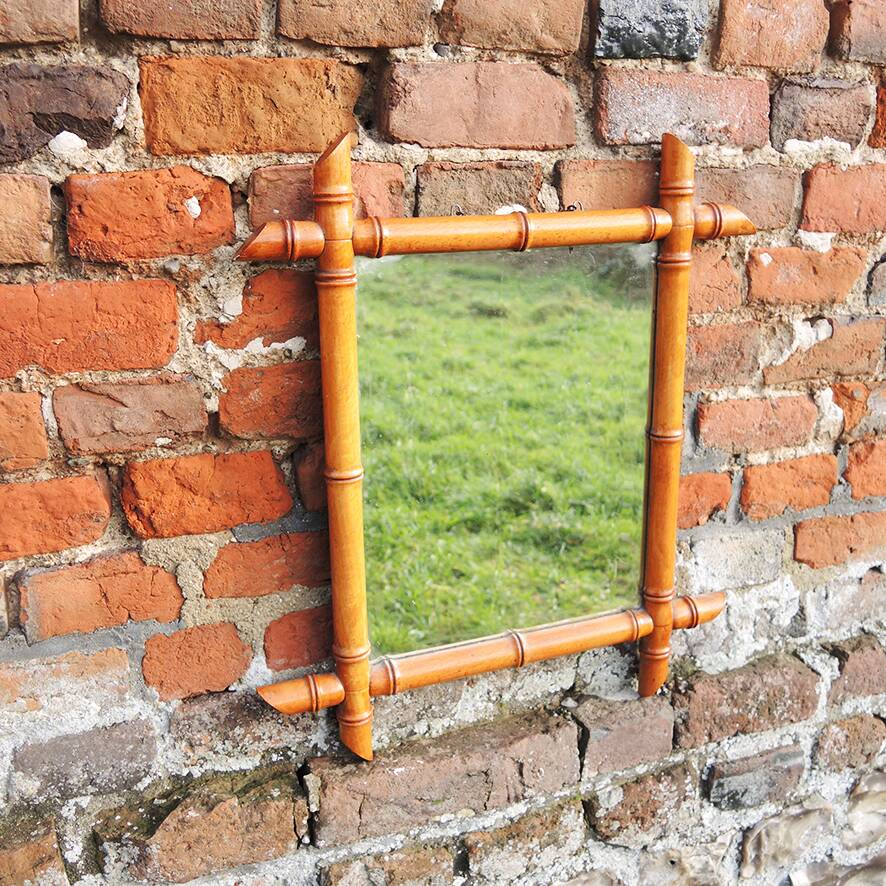 Old faux bamboo mirror h 44 x h 38 cm