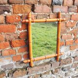Ancien miroir en faux bambou h 44 x h 38 cm