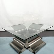 Coffee table in brushed steel 1970