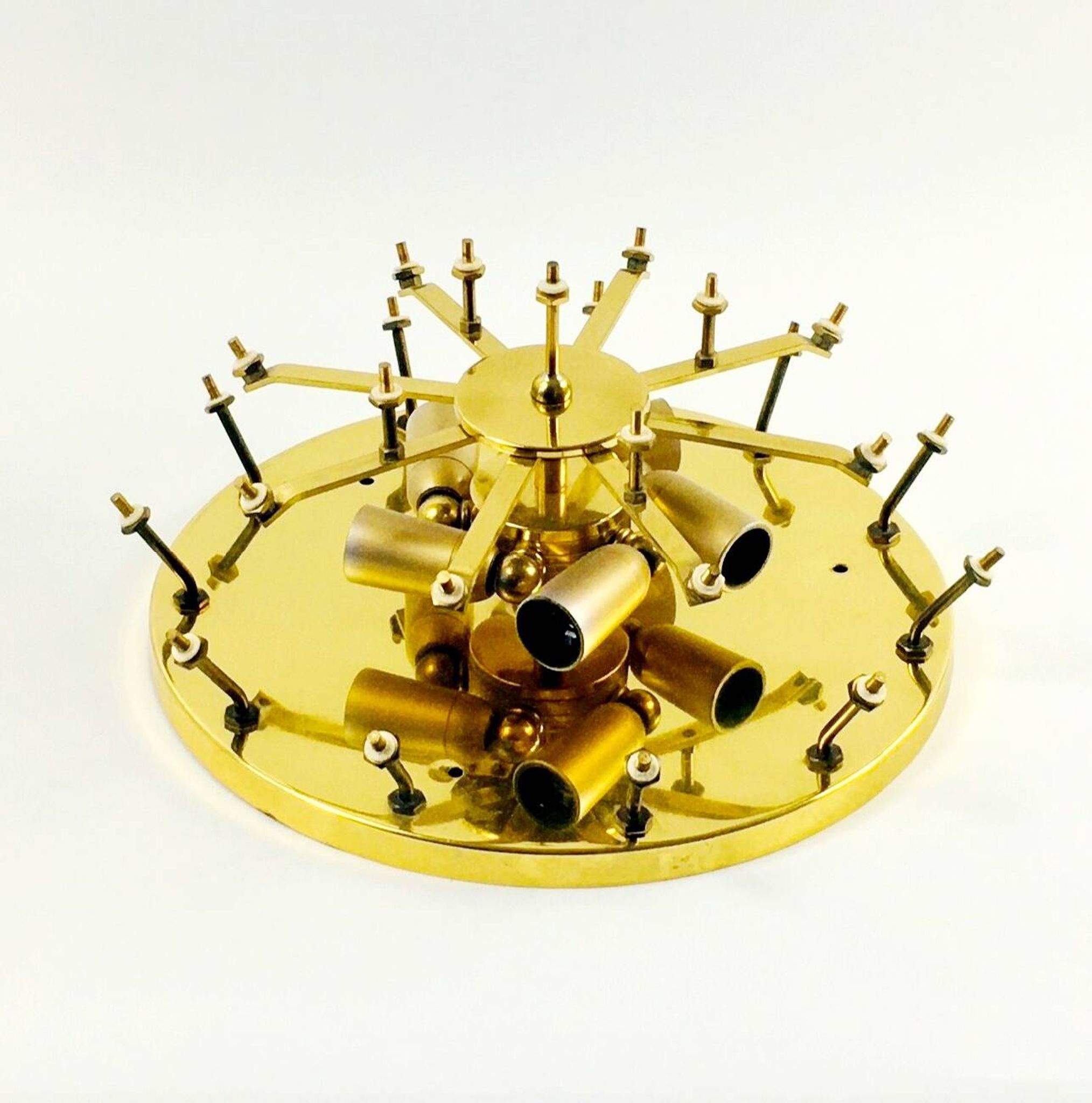 Large Mid-Century Murano Glass & Brass Flower Ceiling Light by Ernst Palme, Germany, 1960s/70s