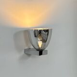 Vintage wall light, chrome and glass, France, 1970.