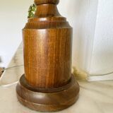 Large wood table lamp with frosted glass