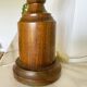 Large wood table lamp with frosted glass