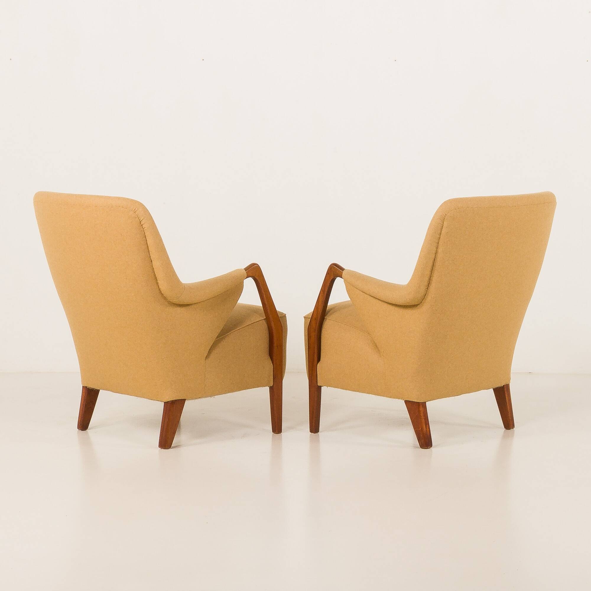 Scandinavian mid century lounge chairs in teak and wool, set of 2, 1960s