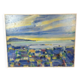 Painting on canvas - Motif Torshavn - Zakarias Heinesen - Signed - 2021