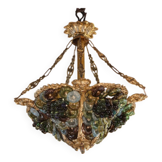 Murano chandelier in bronze, fruit clusters, glass paste