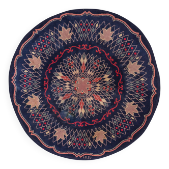 Vintage circular rug signed 'LELEU'