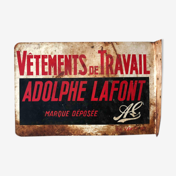 Plaque émaillée recto-verso vintage 1940 Adolphe lafont