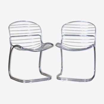 Steel Model "Sabrina" Dining Chairs by Gastone Rinaldi for Rima, 1970s, made in Italy, Set of two