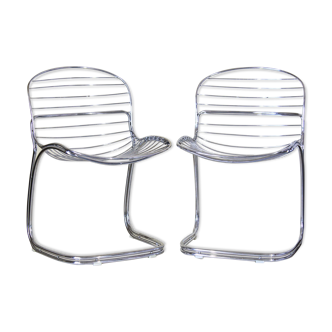 Steel Model "Sabrina" Dining Chairs by Gastone Rinaldi for Rima, 1970s, made in Italy, Set of two