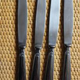 Mismatched set of 8 forks + 8 vintage shell stainless steel knives