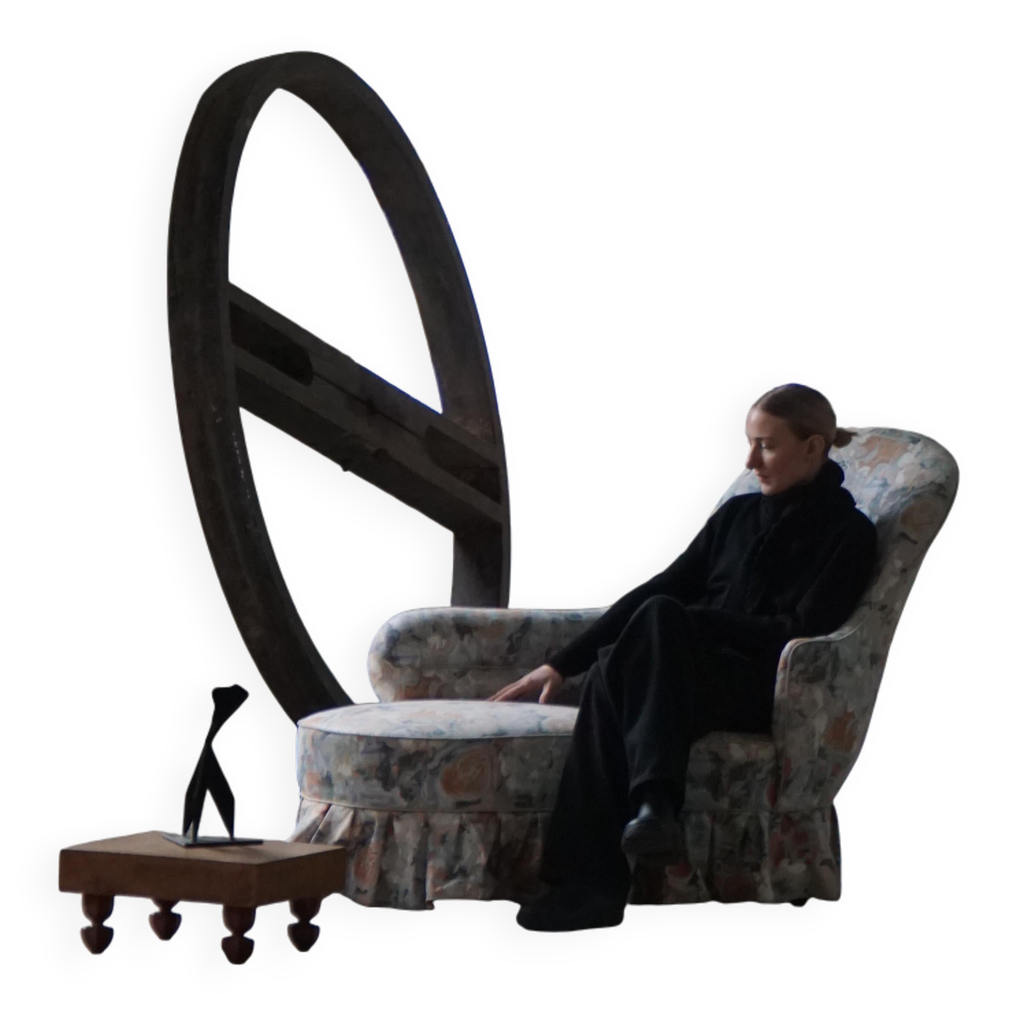 Vintage chaise longue / Sofa with floral upholstery, modern Danish design, 1950s