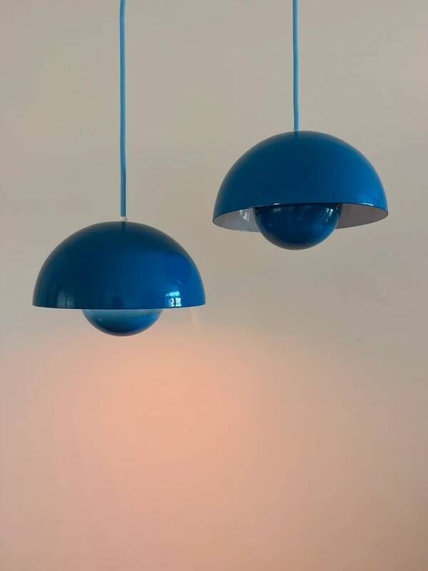 Vintage set of 2 Louis Poulsen Flowerpot - Verner Panton - Danish design lamps
