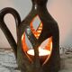 Brown stoneware tealight holder with handle