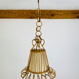 Vintage rattan pendant lamp 60s
