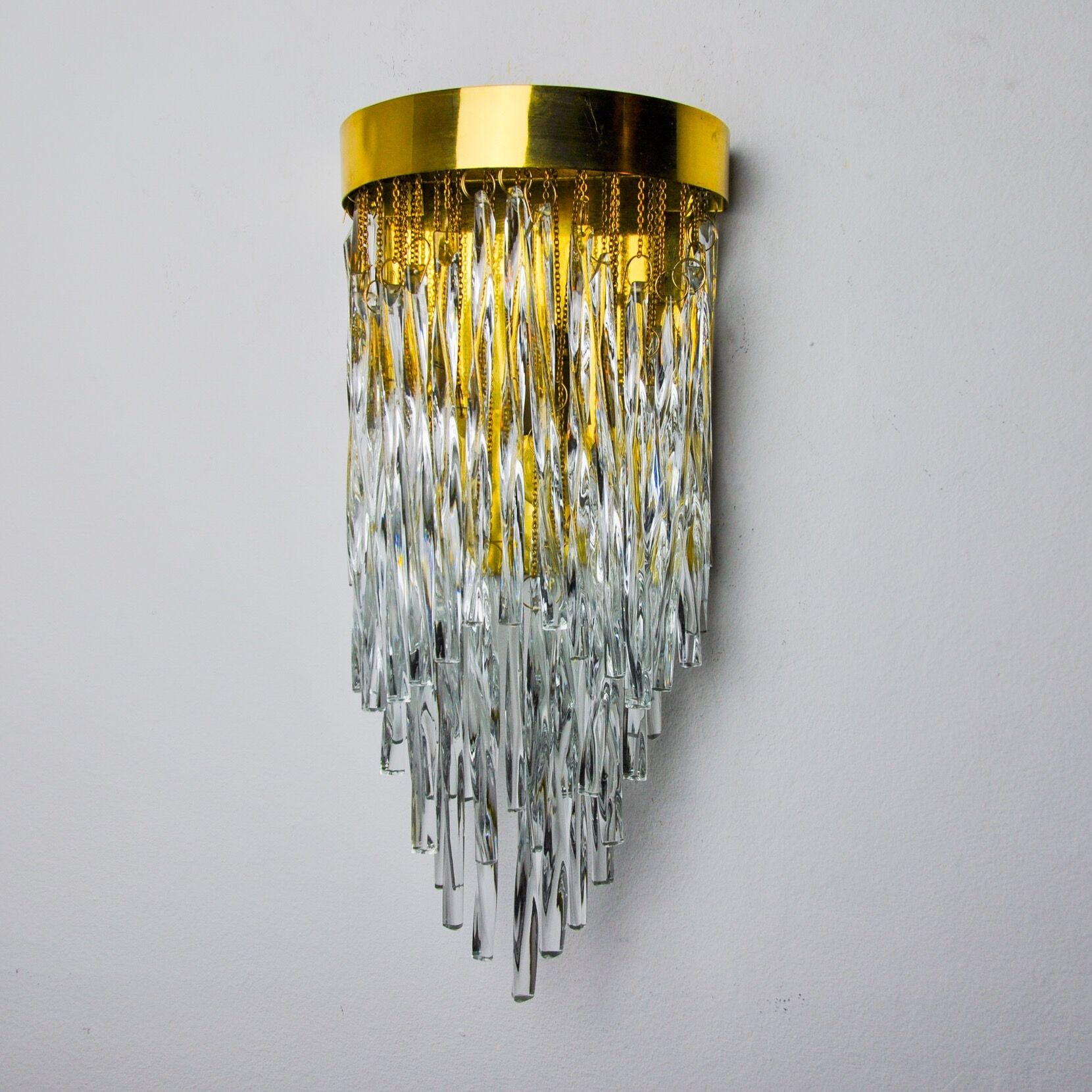 Venini waterfall wall lamp, Murano glass rods, Italy 1970