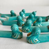 10 vintage duck blue ceramic knife holders from the 50s