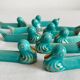 10 vintage duck blue ceramic knife holders from the 50s