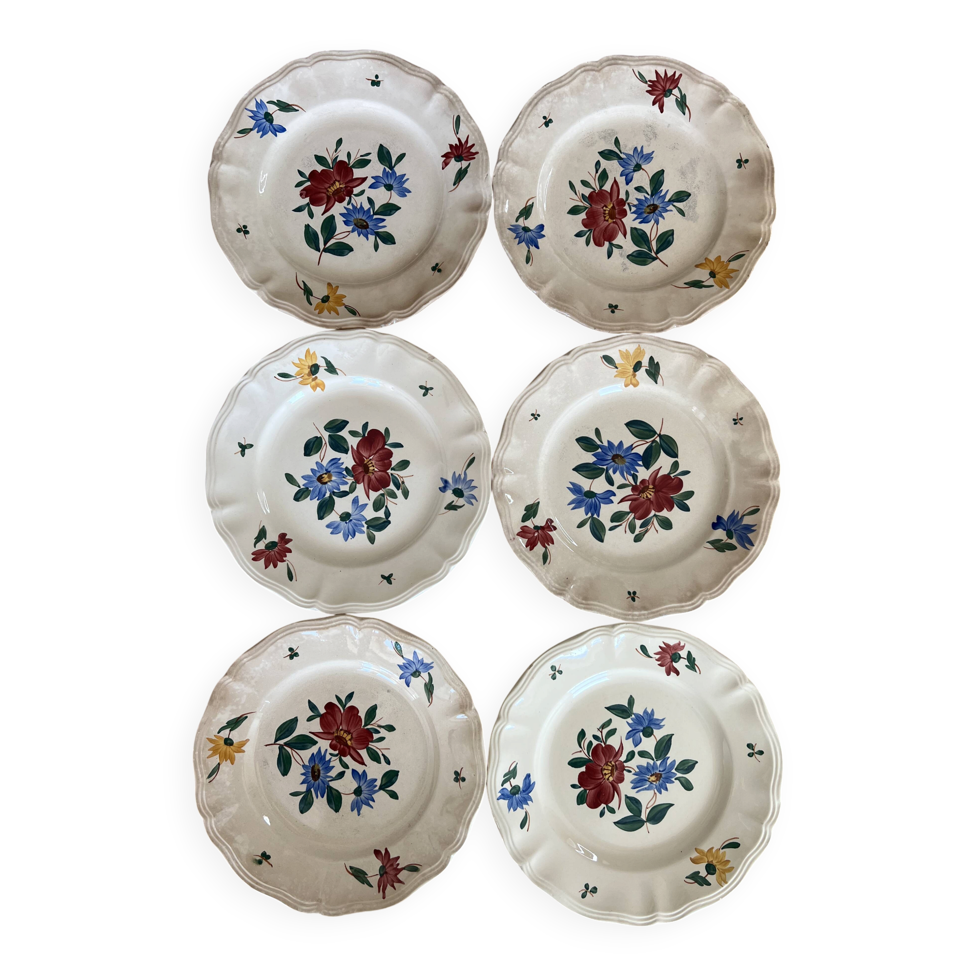 Set of 6 small flat plates Sarreguemines