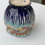 Art deco pot cache birds in old glazed ceramic